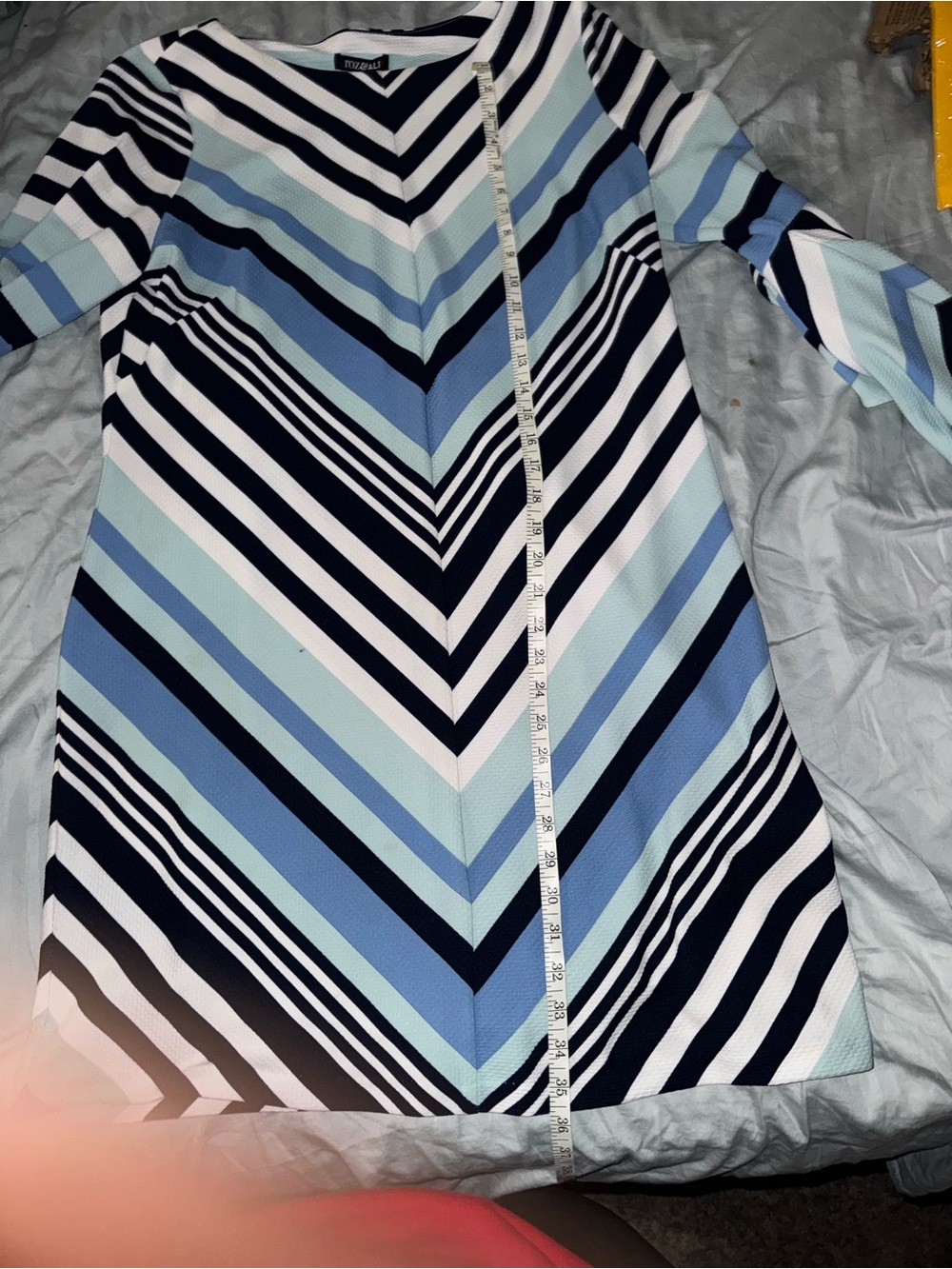 Roz & Ali Striped Mini Dress with Flutter Sleeves - Picture 8 of 9